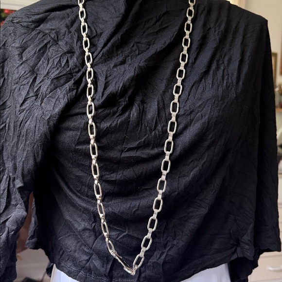 Vintage Silver Tone Chunky Link Chain Long Necklace - Picture 2 of 7